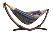 Vivere Brazilian Style Double Cotton Hammock with Solid Pine Arc Stand - ... - Item C8SPCT-20